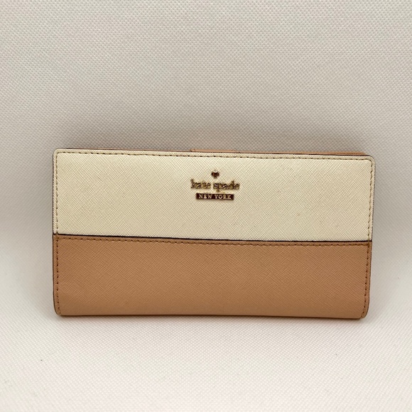 Kate Spade Wallet Pink and White with Gold Accents - Picture 1 of 11